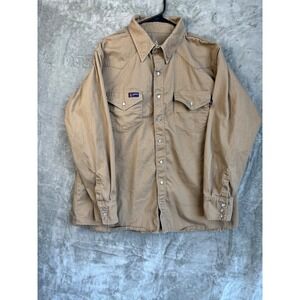 Lapco FR Mens XL Flame Resistant Work Shirt Khaki Button Down Twill NFPA 2112